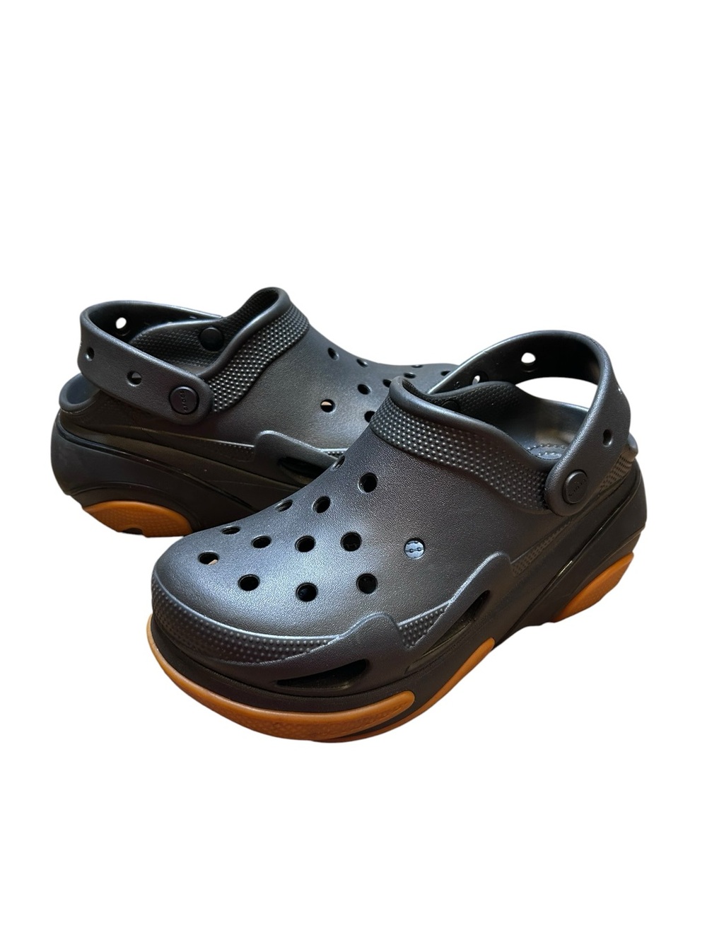 Crocs Black Gum bubble crush clogs women’s size 8 men’s 6 platform chunky tall